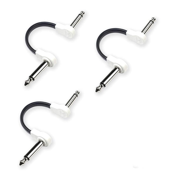 Cable de Conexión para Guitarra M MAKA Blanco de Perfil Bajo 4 Inch 3-Pack