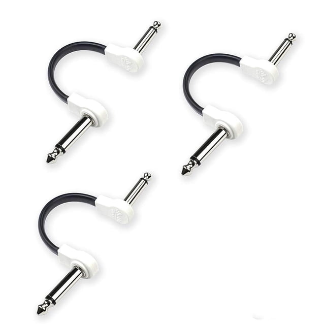 Cable de Conexión para Guitarra M MAKA Blanco de Perfil Bajo 4 Inch 3-Pack