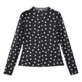 thumbnail image 4 of GZWYHT Women's Sheer Mesh Tops Polka Dot Print Long Sleeve Shirts Blouses Slim Fit T Shirts See Through Blouse Black L, 4 of 7
