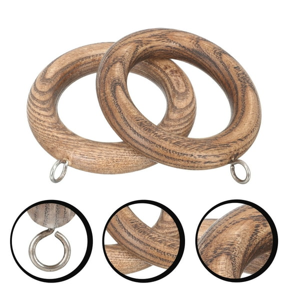 Raindrops Wooden Curtain Rings for Decoration Coffee Color No Burrs Flexible and Safe to Use 2 Pieces