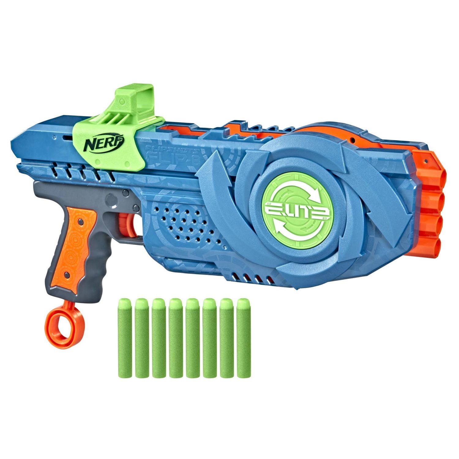 Nerf Elite 2.0 Flipshots Flip-8 Blaster with 8 Dart Barrels That Flip to Double Your Firepower, 8-Dart Capacity, 8 Official Nerf Elite Darts