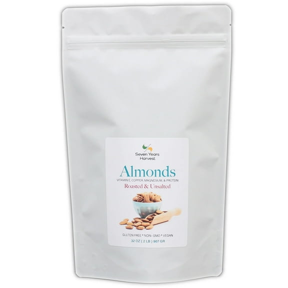 Seven Years Harvest Roasted Unsalted Almonds 2 Lb (907 Gr)