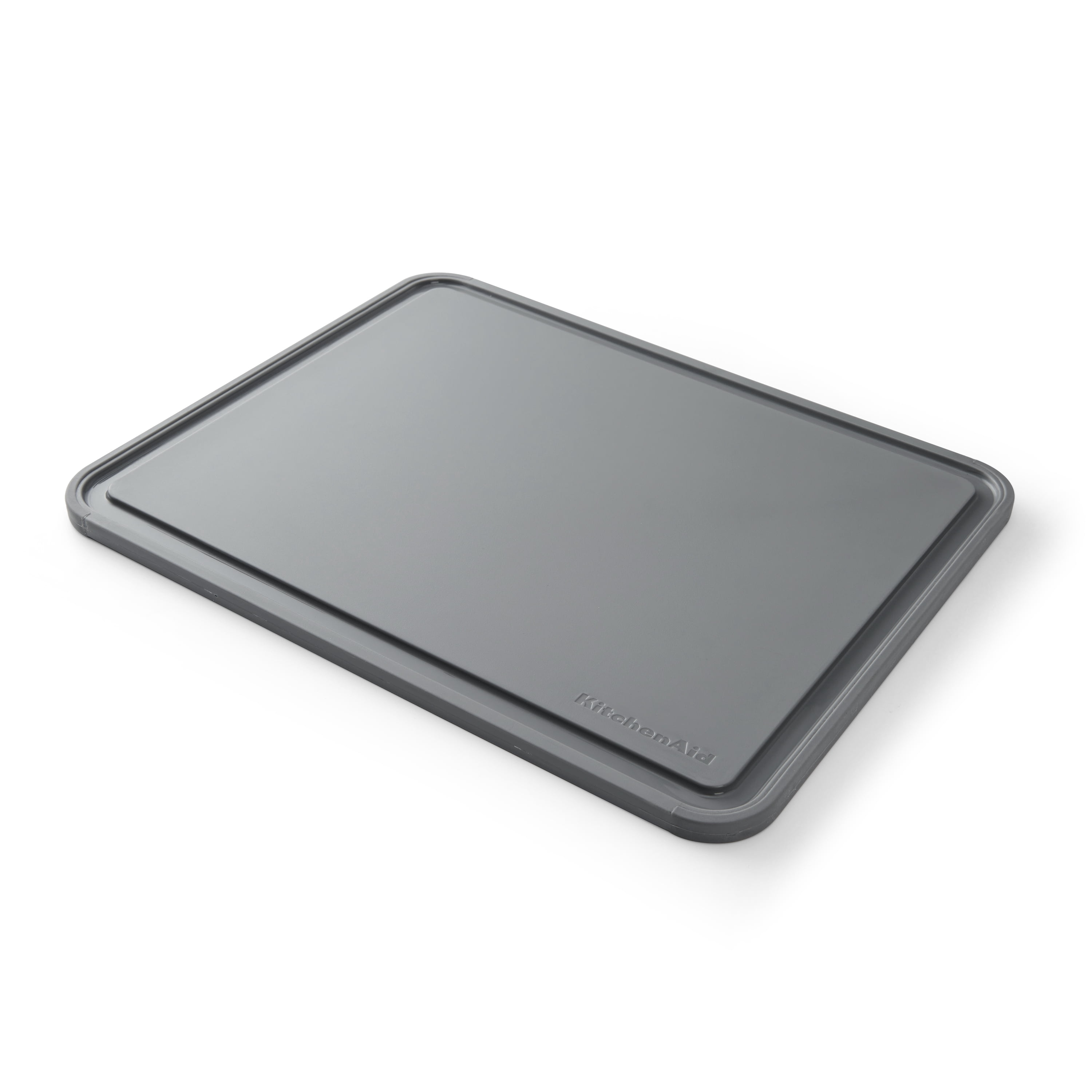 KitchenAid Classic Plastic Cutting Board with Trench, Non-Slip Edges, Dishwasher Safe, 11x14, Charcoal Gray