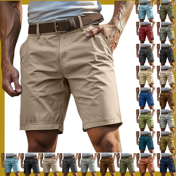 Vibrex Men's Cargo Shorts for Summer: Heavy-Duty Multi-Pocket Workwear & Casual Shorts - Durable Cotton, Breathable Relaxed Fit for BBQs, Hiking, & Yard Work
