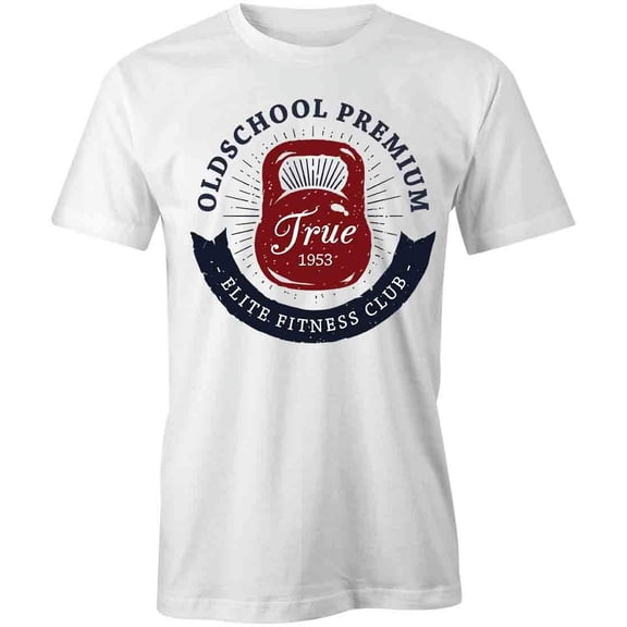 Oldschool Premium Elite Fitness Club T-Shirt | Workout White Tee Gift