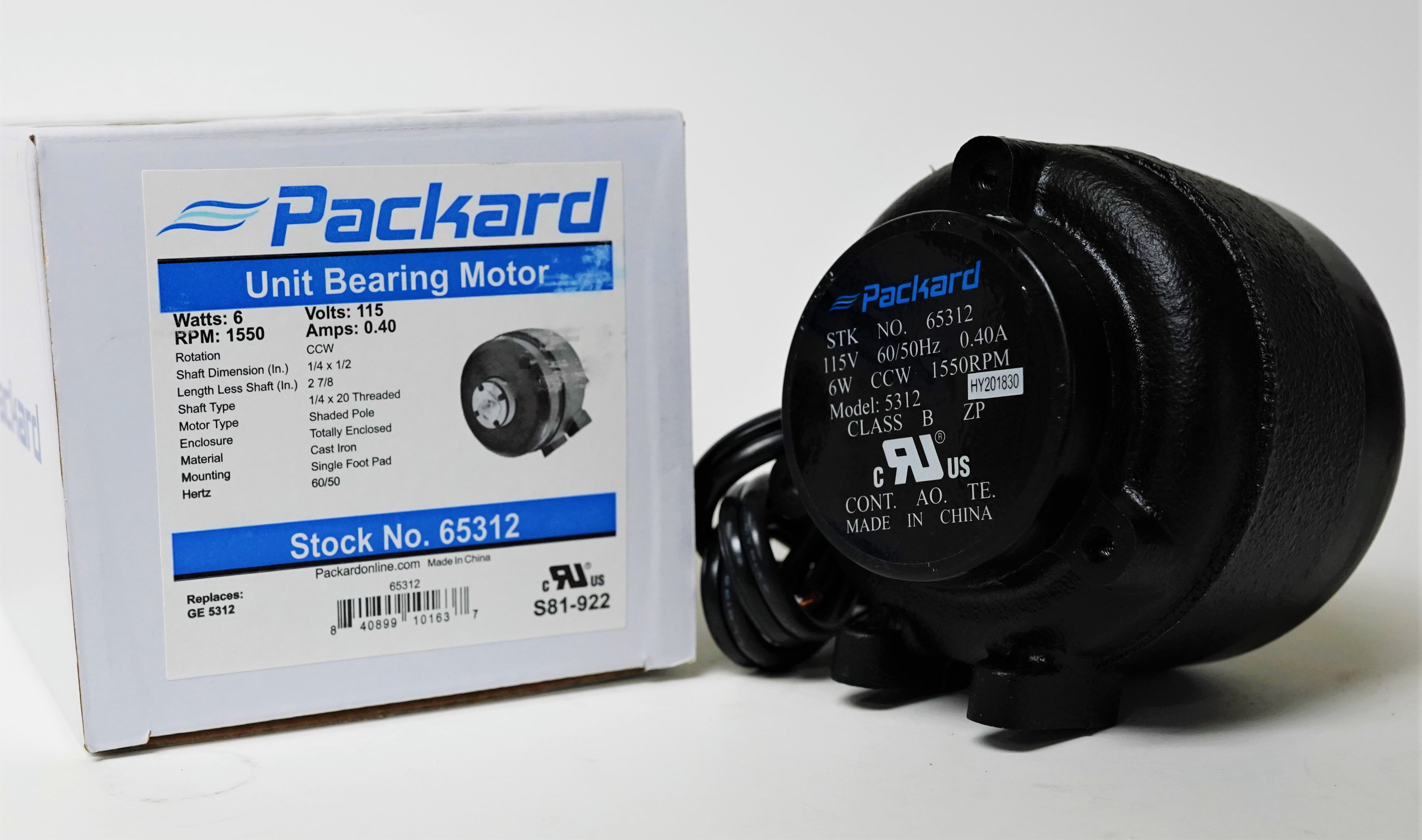 Supco Replacement Unit Bearing Motor Cast Iron 4 Watt 1550 Rpm SM5211 By Packard 