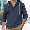 thumbnail image 1 of Ceisia Men's Oversize Hooded Half-Placket Flax Long-Sleeve Top Multi-Solid for Spring/Summer Gift, 1 of 6