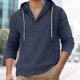 thumbnail image 1 of Ceisia Men's Oversize Hooded Half-Placket Flax Long-Sleeve Top Multi-Solid for Spring/Summer Gift, 1 of 6