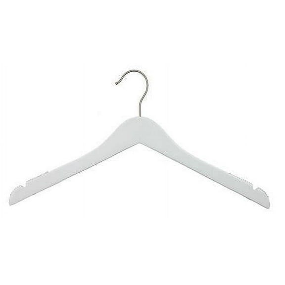 NAHANCO #20114HU 14" Low Gloss White Wooden Shirt Hangers (Pack of 25)