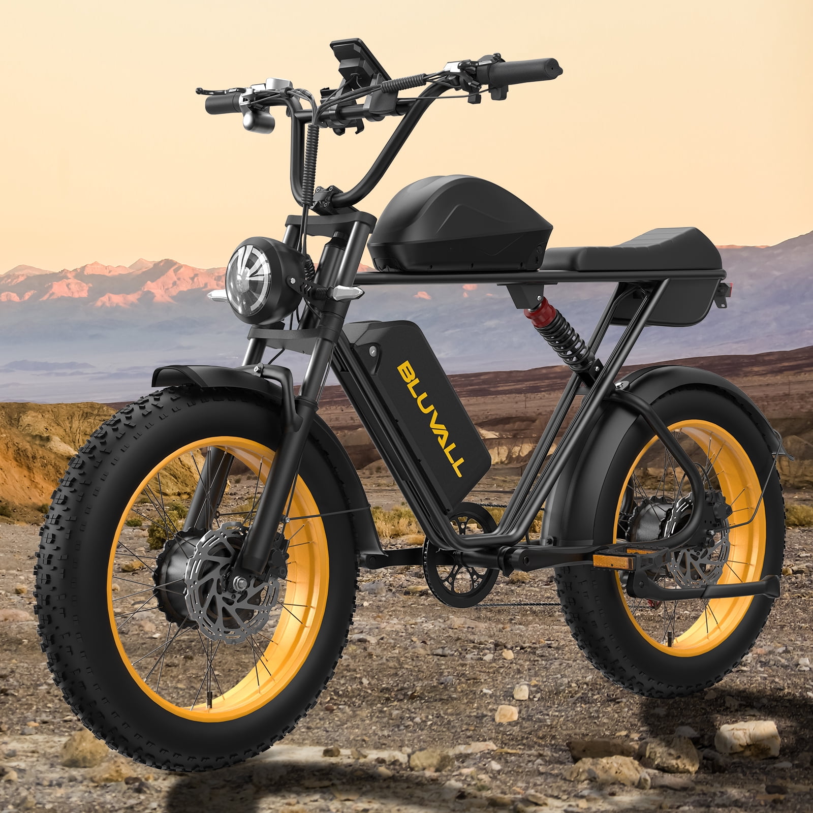 Dual Motor Electric Bike for Adults,52V 43Ah 120 Miles with Dual Hydraulic Brakes & Suspension All Terrain Ebike,3000W 35MPH Fast E-Bike,AWD Fat Tire Electric Bicycle UL2849