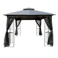 thumbnail image 5 of Tcbosik 10' x 10' Outdoor Gazebo, Double Roof Canopy Tent with Mosquito Netting, Party Sunshade with Metal Frame for Patio, Deck, Backyard, Gray, 5 of 9