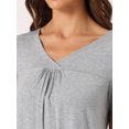 thumbnail image 4 of DARING DIVA Women's V-Neck Pajama Shorts Sleeves Tops Lounge Sleepwear L Gray, 4 of 5