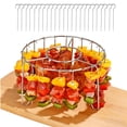 thumbnail image 3 of Djiypn 2026 New Air Fryer Grill Skewer Rack, Stainless Steel BBQ Kabob Set, 24 Vertical Meat Skewers with Round Hanging (3 Pack), 3 of 8