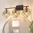 thumbnail image 1 of ZXNYH 5-Lights Bathroom Vanity Lights with Bulbs, Bathroom Light fixtures Over Mirror, Black and Gold Brushed Brass with Unique Rotatable 3 Cube Shades Enormous Lamp for Dressing Table, 1 of 3