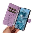 thumbnail image 2 of Allytech for Google Pixel 8 Case with Cards Holder, Premium PU Leather Flip Cover Stand Hand Wrist Shockproof Butterfly Floral Embossed Wallet Case for Google Pixel 8 - Purple, 2 of 8