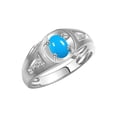 thumbnail image 4 of RYLOS Men's Rings Sterling Silver Rings Classic Designer Style 8X6MM Oval Gemstone & Diamond Ring Turquoise December Birthstone Rings For Men Size 12, 4 of 8