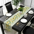 thumbnail image 5 of Sage Green Stripes Table Runner Cotton Linen 108 Inch Holiday Dresser Scarves, Summer Spring Botanical Lemon Leaves Tablerunner for Kitchen Coffee Dining Bedroom Dinner Scarf Décor 13''x108'', 5 of 9