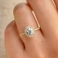 thumbnail image 2 of Cora Jewellery 1.32CT Oval Moissanite Halo Engagement Ring For Women , 10K Yellow Gold, 2 of 7