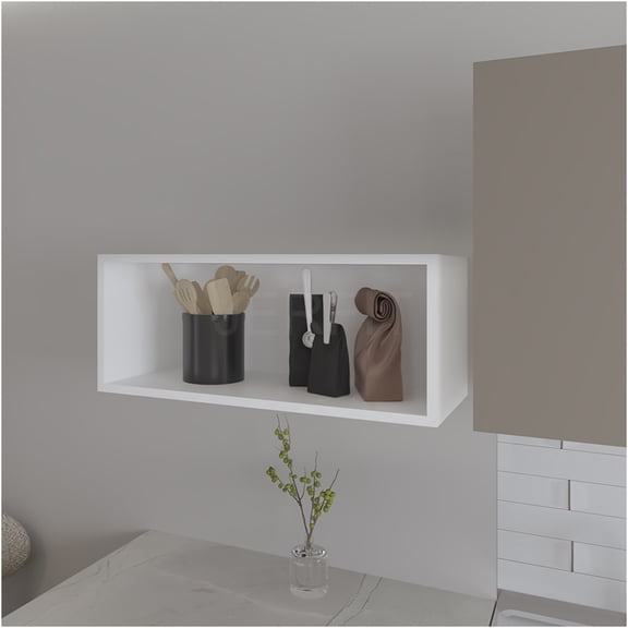 JERFIT White Wall Mount Kitchen Cabinet with Shelf, Engineered Wood Storage Cupboard for Bathroom, Living Room