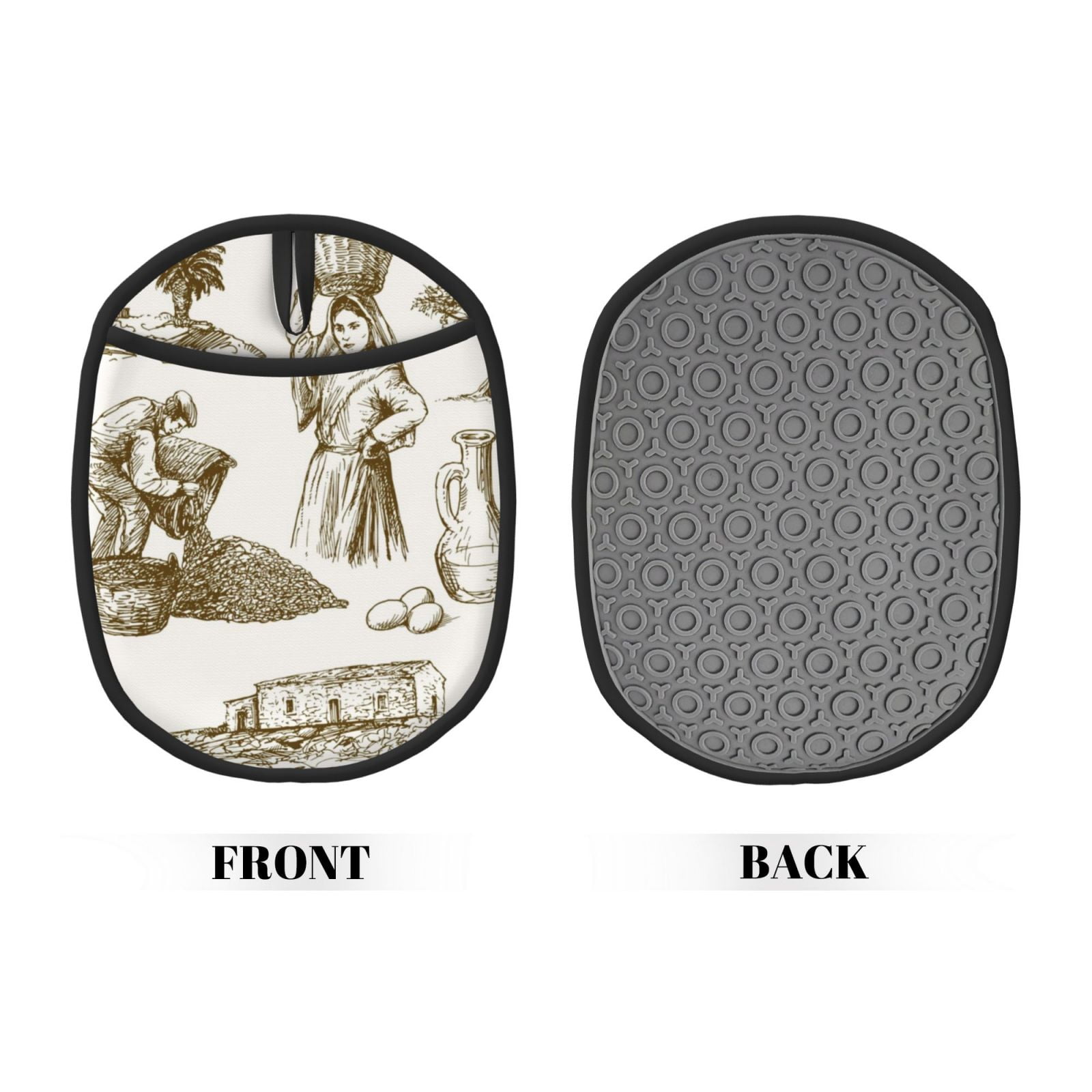 Naloa Olive Picking Silicone Pot Holders, Oven Mitts Heat Resistant Hot Pads, Non Slip Pot Holder for Kitchen Baking and Cooking 9.4 x 7.5 Inches
