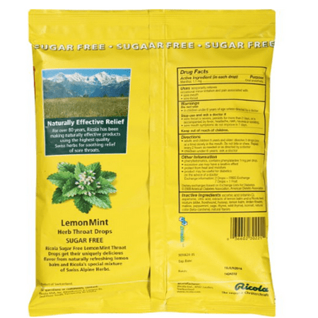 Ricola Cough Drops Sugar Free 105 Ct Lemon-Mint Flavor (PACK OF 3)