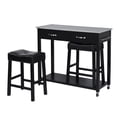 thumbnail image 3 of Homylin Bar Table Dining Set for 2, 3 Piece Grey Concrete-top 42" Table and Faux Leather Padded Chairs Counter Height Dining Table Set with Storage Drawers and Hooks for Small Space, Kitchen, Dining R, 3 of 9