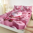 thumbnail image 3 of jejeloiu Lovely Santa Claus Queen Sheet Sets,Sweet Candy Cane Flat Sheet,Girls Pink Christmas Gifts Queen Fitted Sheet For Kids,Ultra Soft Home Decor,4pcs, 3 of 7