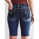 thumbnail image 2 of Pantalones cortos deportivos para mujer Pantalones cortos de mezclilla con puntadas en contraste lavados 2023 TrendyNavy BlueSmall, 2 of 5