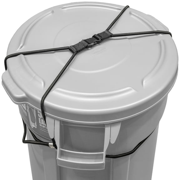 Trash Can Lock for Animals/Raccoons, Bungee Cord Heavy Duty Large Outdoor Garbage Lid Lock - Black