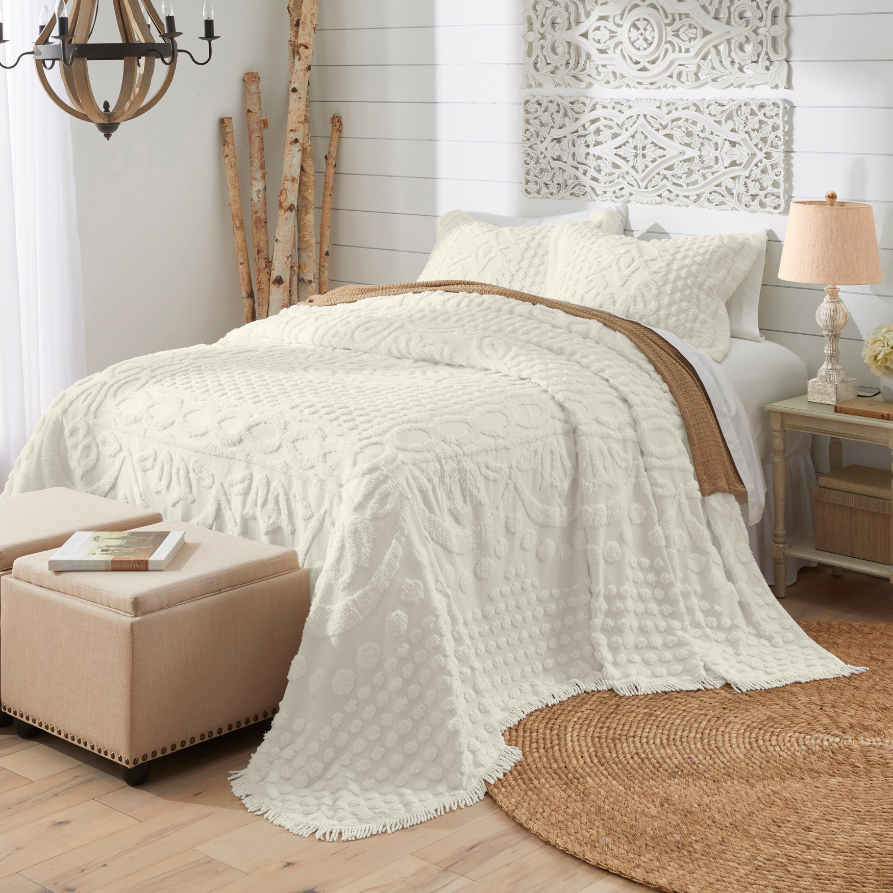 BrylaneHome Bedding Georgia Chenille Bedspread Ultra-Soft 100% Cotton ...