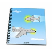3dRose Plane and Shark - an Unusual yet Interesting Pairing - Mini Notepad, 4 by 4-inch