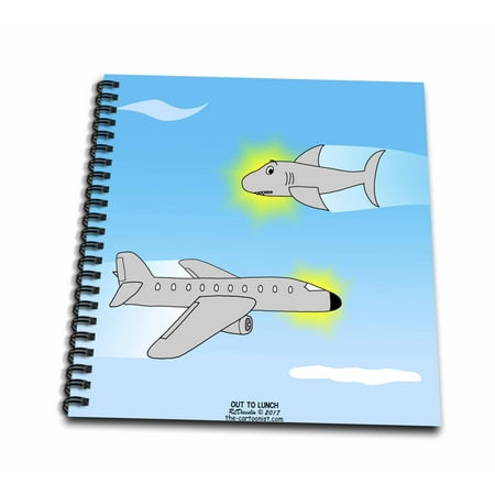 3dRose Plane and Shark - an Unusual yet Interesting Pairing - Mini Notepad, 4 by 4-inch