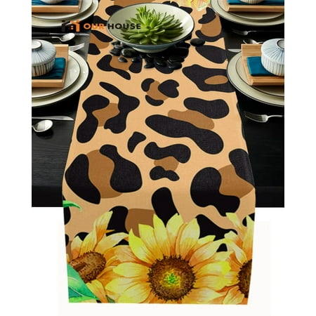 

Sunflower Leopard Texture Table Runners for Wedding Party Placemat Dining Coffee Table Decor Coaster Kitchen Tableware Mats