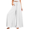 thumbnail image 2 of Pantalones de pierna recta para mujer,Pantalones holgados y fluidos con pierna ancha para mujer, pantalones fruncidos con cintura, los mejores de su clase, 2 of 5