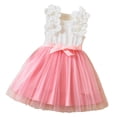 thumbnail image 2 of Girls Flower Girl Dress for Weddings & Birthday Party - Sleeveless Tulle Dress with 3D Flowers and Bow - Pink Kids Formal Occasion Dress,Size 4-5 T, 2 of 9