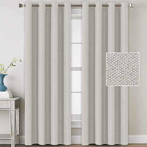 Off White Linen Curtains Ultra Thick And Durable Thermal Insulated Window Ds 2 Panels 85 Blackout Bedroom Grommet 52 By 84 Inch Com Durable Thermal Insulated Window Ds, White Panel Curtains