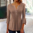 thumbnail image 1 of RXIRUCGD Blouse T-Shirt Décontractée à Manches Courtes Imprimée Mode Rayée pour Femmes, Marron, Taille : L, 1 of 5