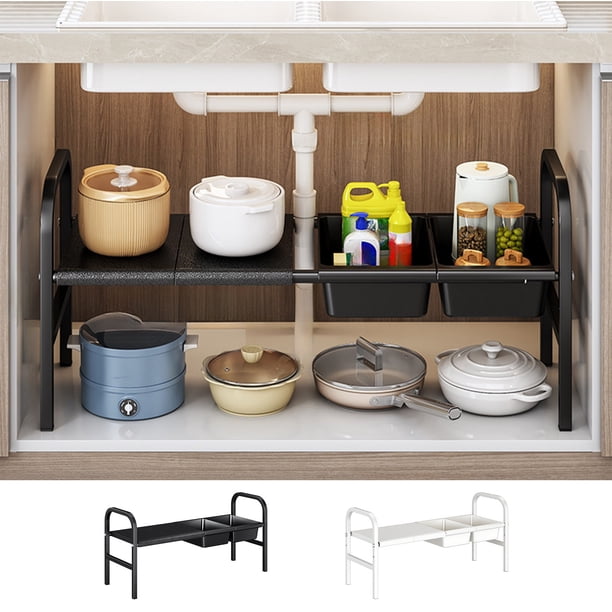 Estante organizador ajustable para muebles de cocina y platos y cuencos - Estantería de almacenamiento extensible para especias y utensilios