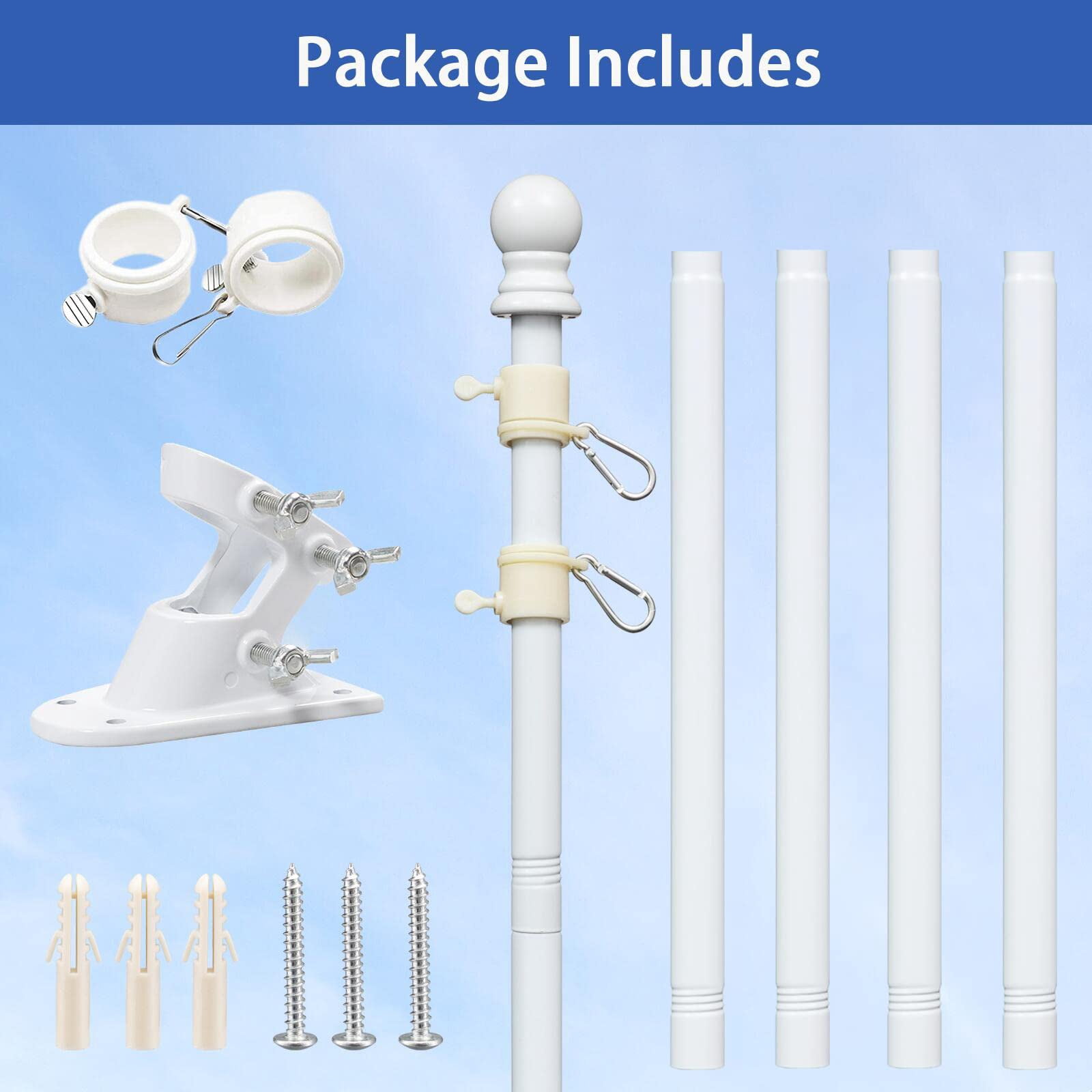 Flag Poles for Outside House, 6ft Residential or Commercial Flag Pole Kit, Professional Flagpole for Garden Yard Porch American,white(6ft)