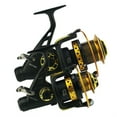 thumbnail image 1 of P-KV Spinning Fishing Reel Front Rear Double Brake 5.5:1 Super Strong Dual High Low Speed Carp Lure Reel Feeder Wheel ,Rigid Aluminum Skeletal Frame, 1 of 5