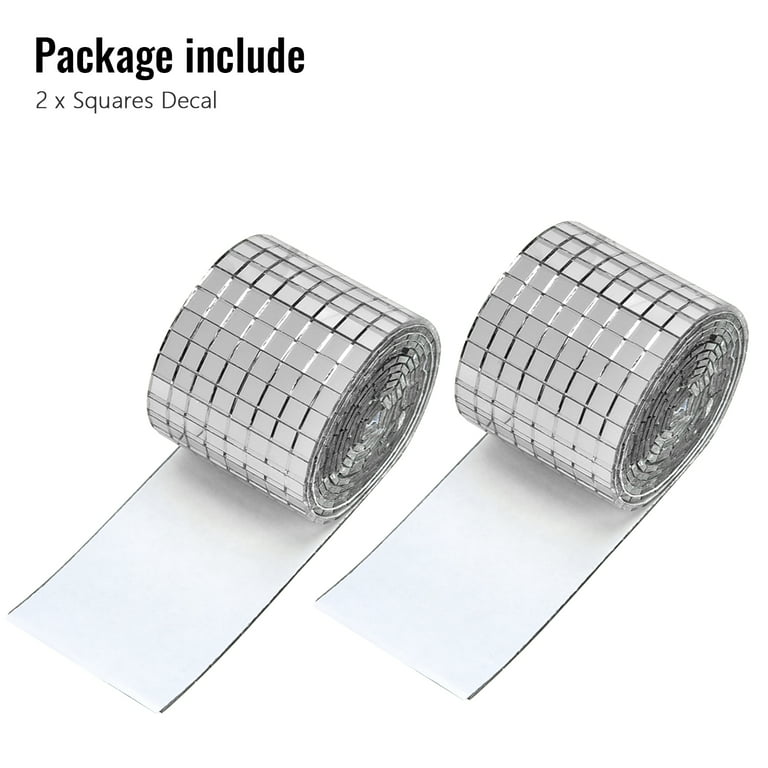 250PCS of 3/4'' Glass Mirror Roll Tiles for Crafts, 2CM Mini Square Glass  Mirror Tiles Self Adhesive Mirror Strips for Wall (2.5 Meters, Silver