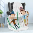 thumbnail image 4 of Sports Soft Flannel Fleece Throw Blanket, Funny Siblings Girl and Boy with Skis Winter Fun Hobby Activity Children Print, Cozy Plush for Indoor and Outdoor Use, 70" x 90", Multicolor, by Ambesonne, 4 of 5