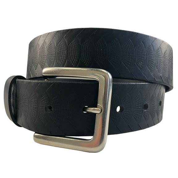 1.5"(38mm) Embossed Reptile Weave Black Buffalo Leather Belt Handmade in Canada by Zelikovitz Size 26-46 Size: 44 for 42" Waist