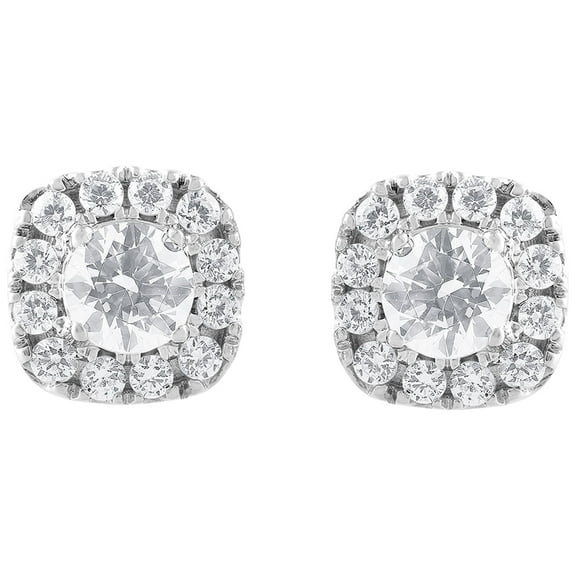 Unique Moments 1 ct Lab Grown Diamond Solitaire Halo Earrings in 14K White Gold