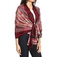 thumbnail image 3 of Sakkas Serina Women's Silky Soft Reversible Floral Woven Pashmina Scarf Shawl Wrap - Burgundy - One Size Regular, 3 of 5
