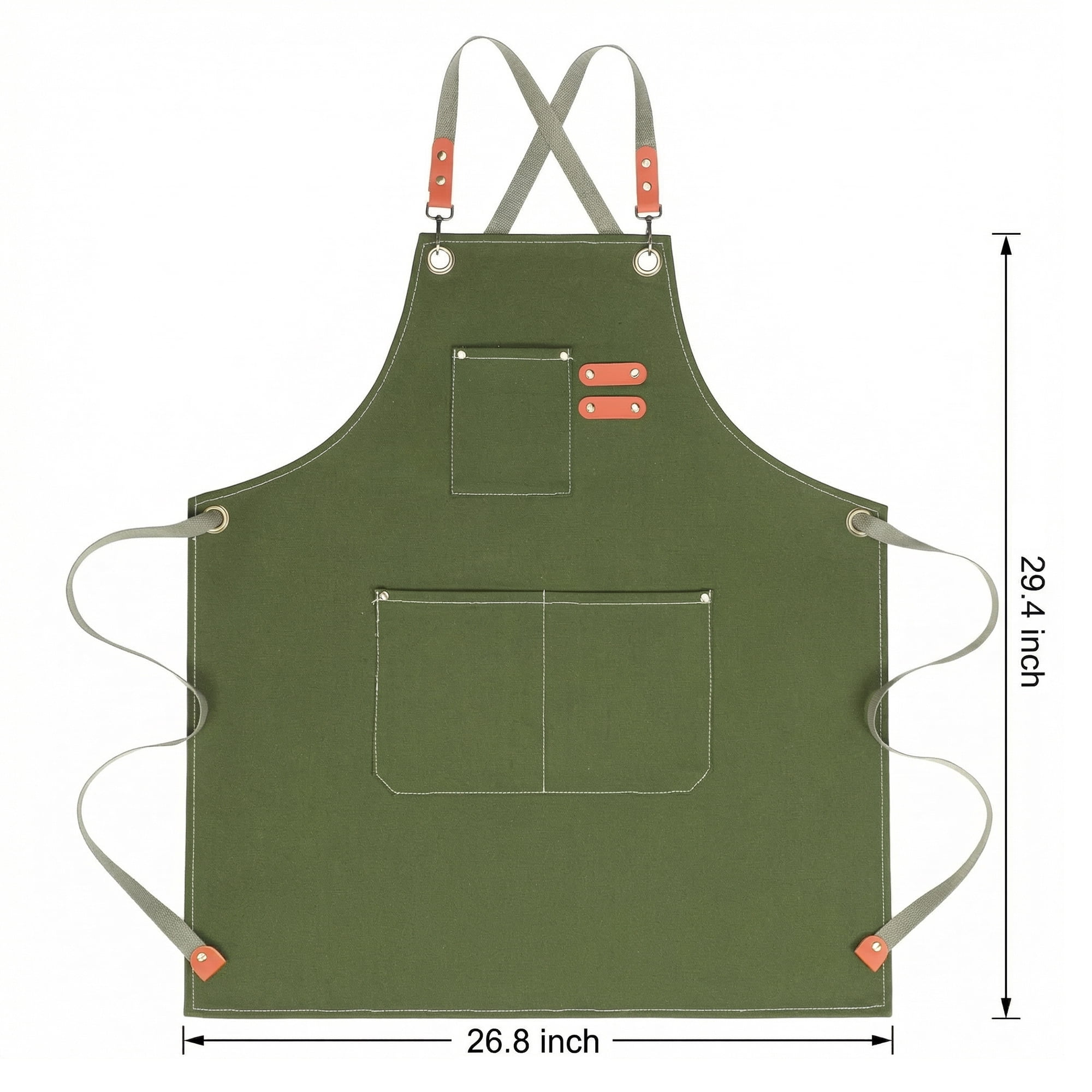 Unique Bargains Adjustable Long Waist Kitchen Apron with Pockets for People Green