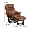 thumbnail image 4 of Flash Furniture Contemporary Multi-Position Recliner and Curved Ottoman with Swivel Wood Base in Vintage Faux Leather, 4 of 13