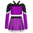 thumbnail image 4 of inlzdz Girls Cheerleading Uniform Cheer Leader Dance Crop Tops with Skirts Party Outfit 2-Piece Set Purple 8, 4 of 7