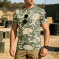 thumbnail image 2 of Workout Shirts for Men Camo Print Short Sleeve Quick Dry Athletic Gym Active T Shirt Moisture Wicking, 2 of 7