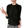 thumbnail image 3 of Big Holiday Savings Juebong Women's Lace Tops Long Sleeve Turtleneck Tops Girls Hollow Out Splicing Ruched Fall Soft Lightweight Basic Slim Fit Tops, 3 of 7